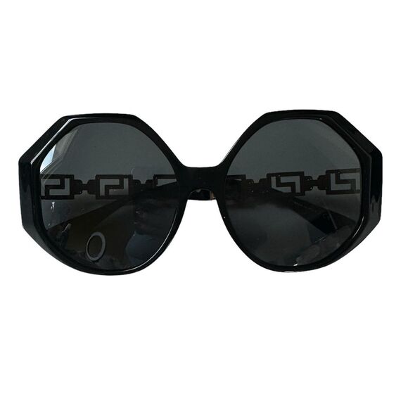Versace 0VE4395 59MM Black Geometric Gold Trim Oversized Sunglasses Italian NEW main image 8